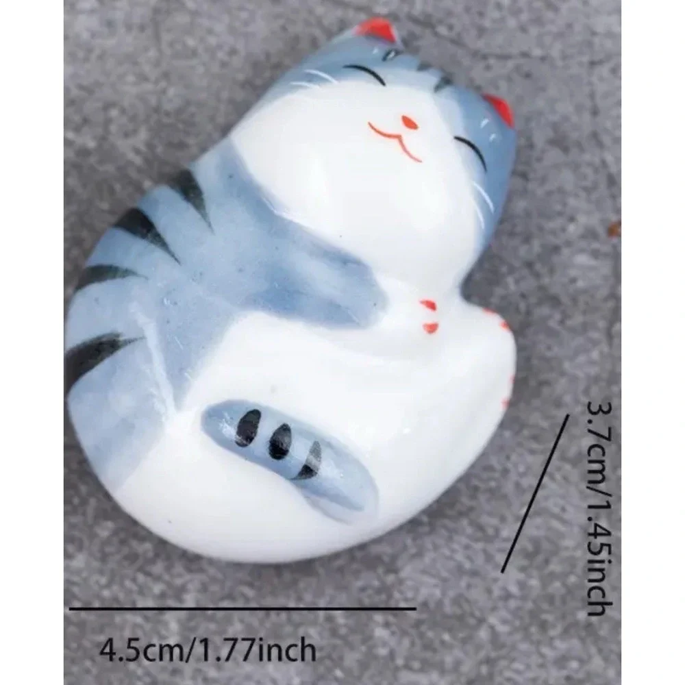 Cats Ceramic Chopstick Rests 5 Pc Lucky‎ Cat Chopsticks Rest Spoon Holder NWT
